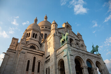 Obraz premium Paris, France - May 20, 2023: view on the exterior of the Basilica of the Sacred Heart of Paris Montmartre