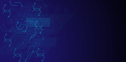 Abstract technology background with various technology elements. Circuit board background. Motherboard and computer design. Processor and chip, engineering and tech.