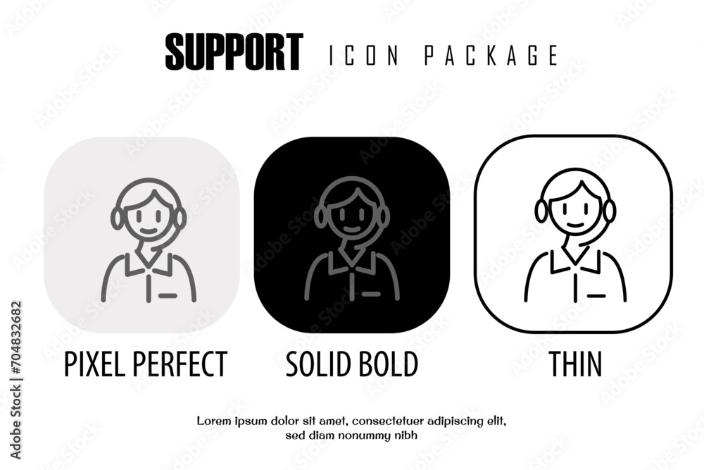 Aufkleber support outline icon in different style vector design pixel perfect