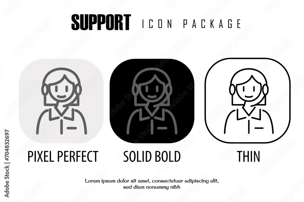 Aufkleber support outline icon in different style vector design pixel perfect