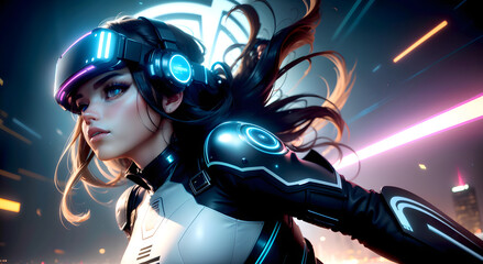 Cyber girls with beautiful Blue eyes