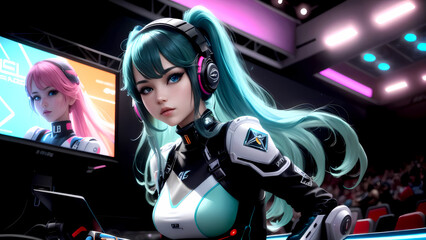 Cyber girls with beautiful Blue eyes