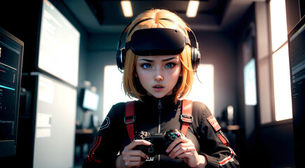 Cyber girls with beautiful Blue eyes