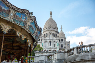 Paris, France - May 20, 2023: view on the exterior of the Basilica of the Sacred Heart of Paris...