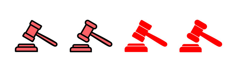 Gavel icon set illustration. judge gavel sign and symbol. law icon. auction hammer