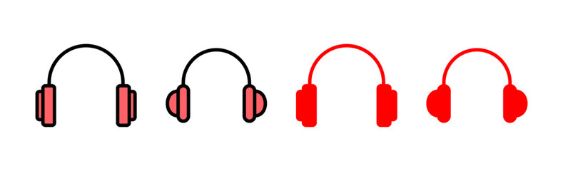 Headphone icon set illustration. Headphone sign and symbol