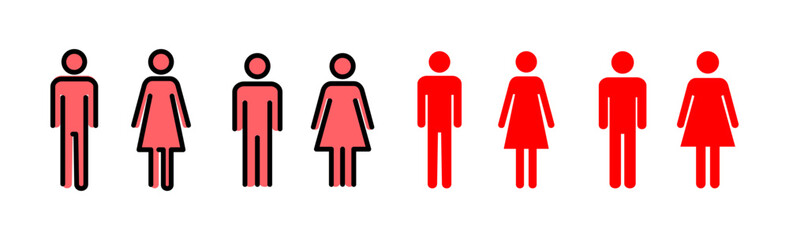 Man and woman icon set illustration. male and female sign and symbol. Girls and boys