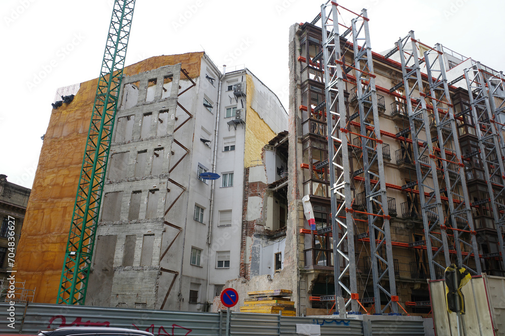 Wall mural construction site in the city