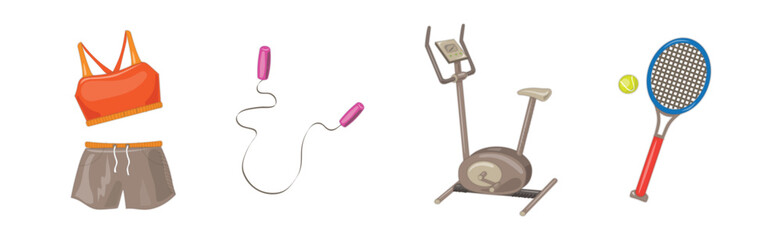 Sport Object and Equipment as Gym Accessories Vector Set