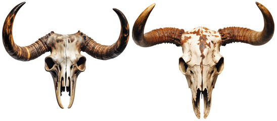 two Illustrations of a Western bull skull