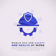 Obraz premium World Day for Safety and Health at Work Paper cut style Vector Design Illustration for Background, Poster, Banner, Advertising, Greeting Card