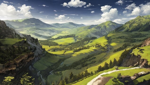 Mountain anime style art