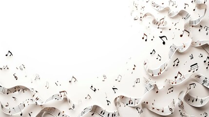 composition of music sound with note melody line isolated on white b - obrazy, fototapety, plakaty