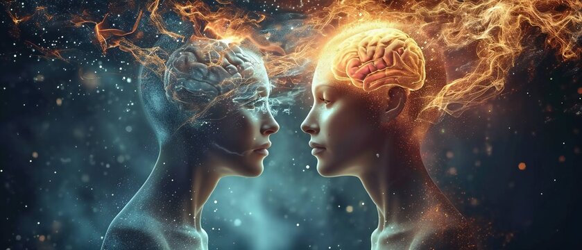 telepathic communication. communication between two people with a thought. Telepathy