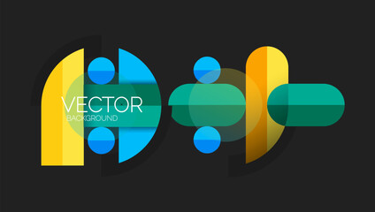 Abstract background, geometric minimal round shapes and circles composition