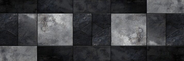 Textured Tile Wall. Black and grey background. Black charcoal mosaic square tile pattern