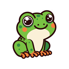Cute funny cartoon frog. vector icon. Isolated object. png
