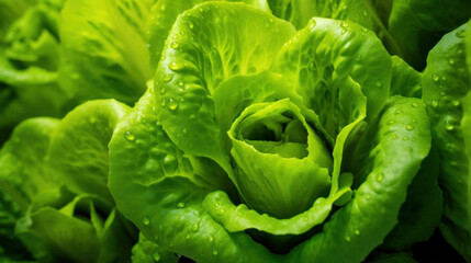 Close up of lettuce grown in greenhouse with drip irrigation hose system.