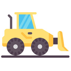 bulldozer flat vector icon