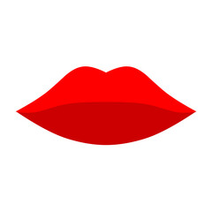 Red lips on white background. Sexy and bold lips are perfect for a love logo.