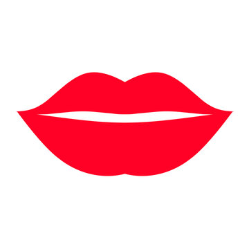 Sexy red lips on white background. Woman's lips. Bold lips are great for love logos.
