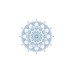 set of mandalas in bright blue vector