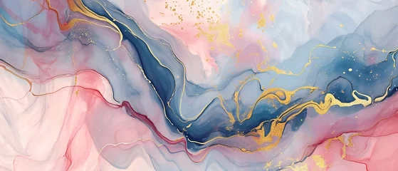 Foto op Plexiglas Liquid marble design abstract painting background with gold splash texture. © kilimanjaro 