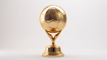 Football championship trophy, Shiny gold trophy isolated on white background