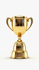 Fototapeta na wymiar Shiny gold trophy isolated on white background