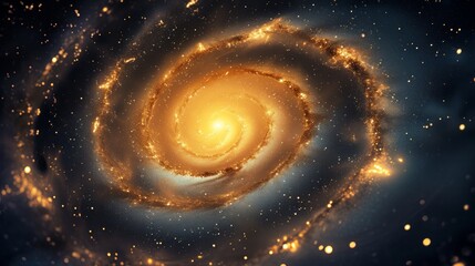 Obraz premium A spiraling galaxy with glowing stars and dust.