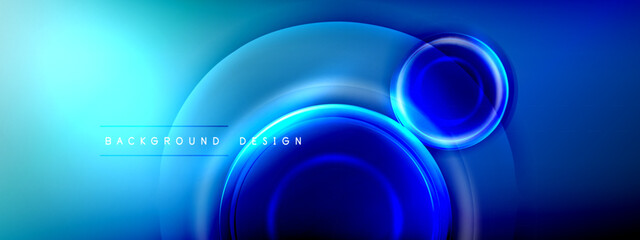 Circles lines and bubbles on bright glowing effect gradient with light and shadow effects. Dynamic interplay of light, shadow and depth. Futuristic and rhythmic technology design