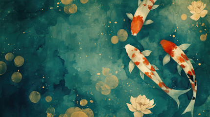 beautiful koi fish on background