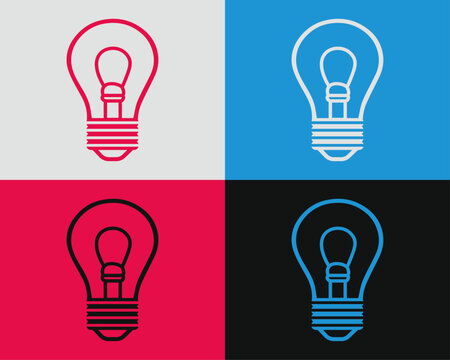 Color line Light bulb with concept of idea icon isolated on color background. Energy and idea symbol. Inspiration concept. Vintage style drawing