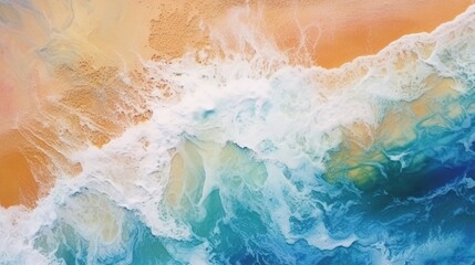Fototapeta premium Abstraction, texture for background or wallpaper, blue ocean and yellow sandy coast