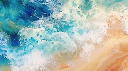 Rolgordijnen Abstraction, texture for background or wallpaper, blue ocean and yellow sandy coast © Svitlana