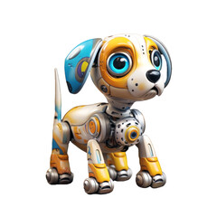 Naklejka premium Robotic dog futuristic illustration. Cartoon electronic pet, robot puppy, modern kids toy isolated design element. Digital technology, robotics and automation, innovation and artificial intelligence