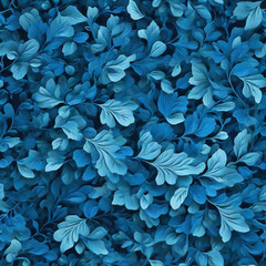 blue background with a pattern of leaves Generative AI