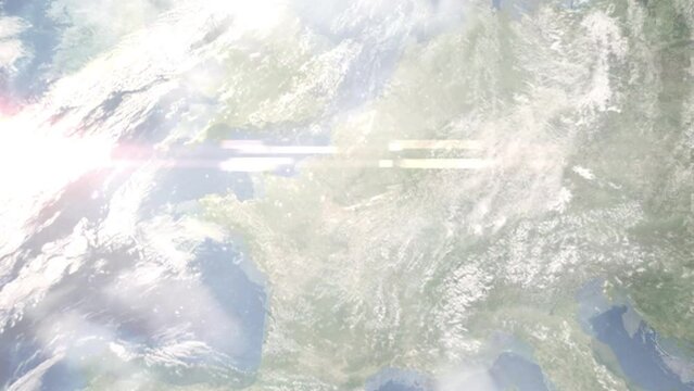 Zoom in from space and focus on Vanves, France. 3D Animation. Background for travel intro. Elements of this image furnished by NASA