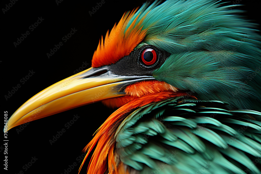 Poster cormorant - rich orange and green abstract shapes in a rounded form.