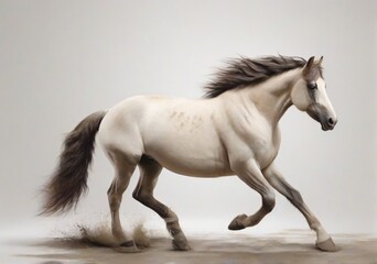 Obraz na płótnie Canvas A horse on plain white background from AI Generative