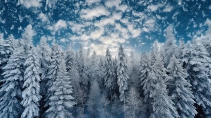 View of snow-covered trees, beautiful winter, background, winter landscape