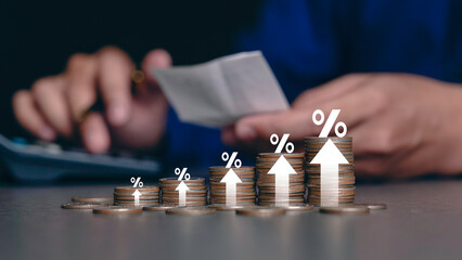 inflation Increased product sales growth basket growth, market or consumer price index concept...