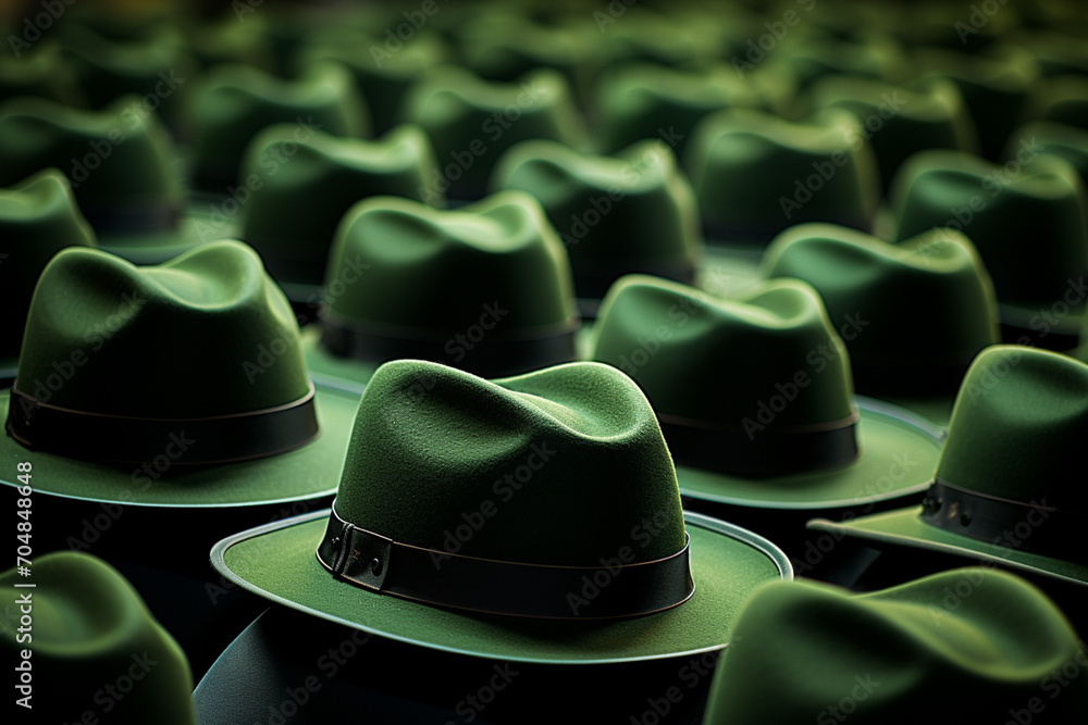 Aufkleber Stetson hats - Rich range and green abstract shapes in a rounded form.