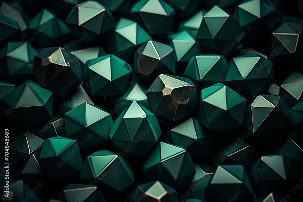 Poster Tomahawks - Rich range and green abstract shapes in a rounded form.