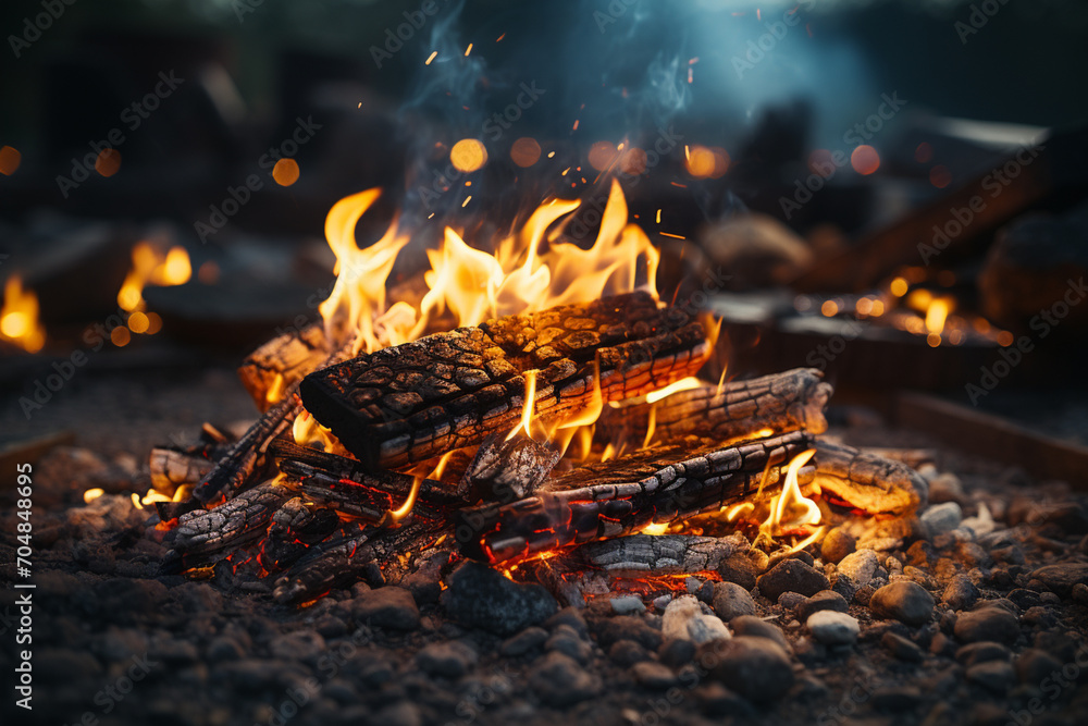 Aufkleber campfires - rich range and green abstract shapes in a rounded form.