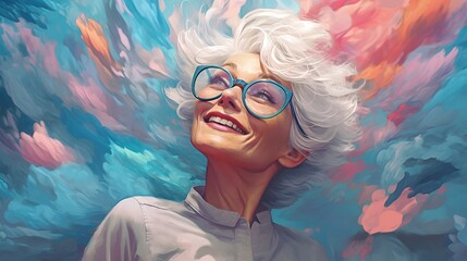A woman with gray hair, colored hair