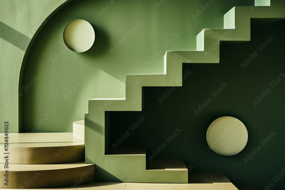 Aufkleber Rich range and green abstract shapes in a rounded form.