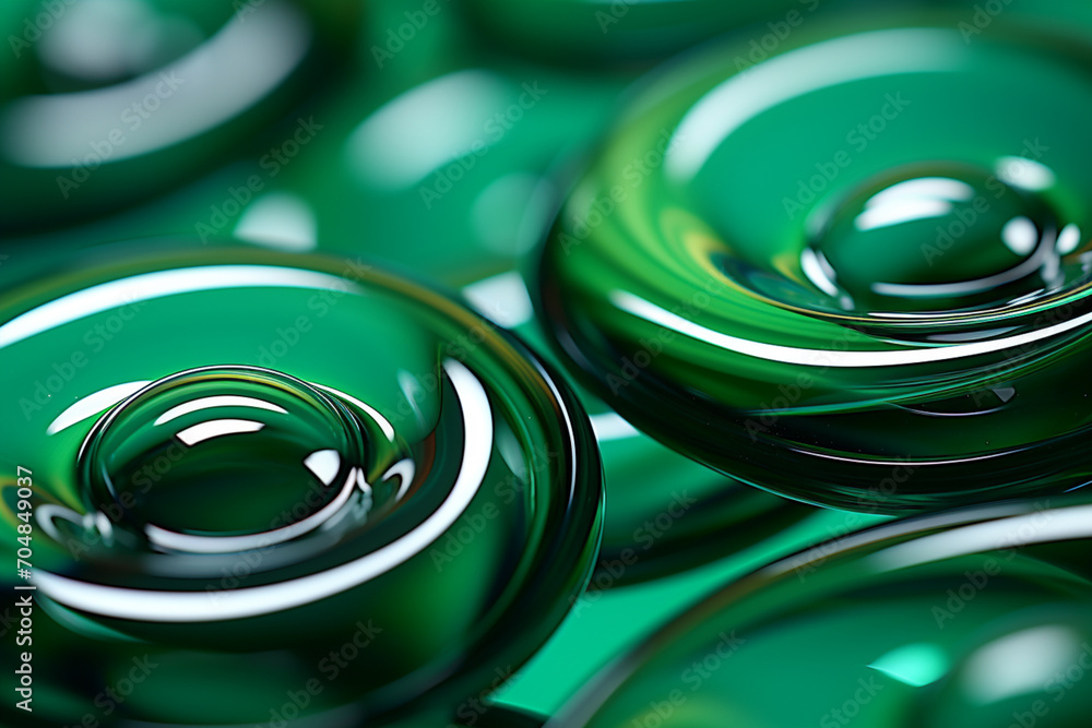 Poster Rich range and green abstract shapes in a rounded form.