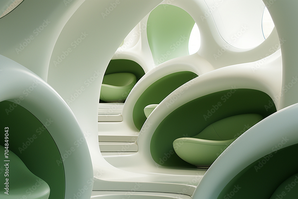 Poster Rich range and green abstract shapes in a rounded form.
