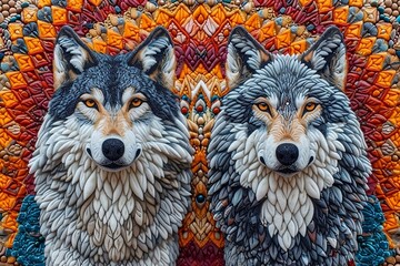 Exquisite mandalas merging intricate patterns with animal motifs like elephants, wolves, butterflies, and peacocks, creating captivating and detailed designs - obrazy, fototapety, plakaty